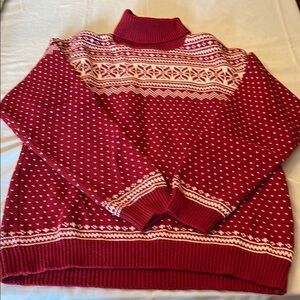 L.L. Bean Red and White Nordic Sweater